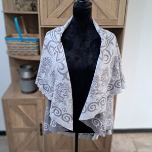 Pashmina Shawl With Arm Holes Gray Women’s Sm 100% Cashmere Paisley Grannycore